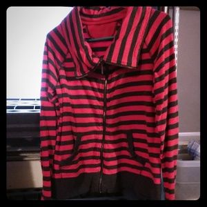 Striped cowl sweater